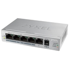 ZYXEL GS1005HP-EU0101F PoE+ коммутатор GS1005HP, 5xGE (4xPoE+), настольный, металлический, бесшумный, бюджет PoE 60 Вт