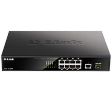 D-Link DGS-1010MP/A1A Неуправляемый коммутатор с 9 портами 10/100/1000Base-T, 1 портом 1000Base-X SFP, функцией энергосбережения и поддержкой QoS (8 портов с поддержкой PoE 802.3af/802.3at (30 Вт)