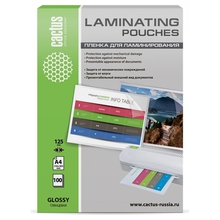 Cactus Пленка для ламинирования 125мкм A4 (100шт) глянцевая 216 x 303мм Cactus Пленка для ламинирования 125мкм A4 (100шт) глянцевая 216 x 303мм
