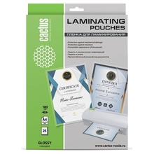 Cactus Пленка для ламинирования 100мкм A4 (25шт) глянцевая 216 x 303мм [CS-LPGA410025]