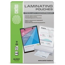 Cactus Пленка для ламинирования 75мкм A4 (100шт) глянцевая 216 x 303мм Cactus Пленка для ламинирования 75мкм A4 (100шт) глянцевая 216 x 303мм