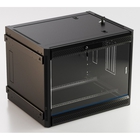 Hyperline TWB-FC-1266-GP-RAL9004 Шкаф настенный 19-дюймовый (19"), 12U, 650x600x600 мм, стеклянная дверь с перфорацией по бокам, ручка с замком, с возможностью установки на ножки, цвет черный RAL 9004