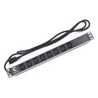 Cabeus PDU-8I-2IEC Блок розеток для 19" шкафов, горизонтальный, 8 розеток IEC 320 C13, 10 A, без выключателя, алюминиевый корпус, шнур 2 м, вилка IEC 320 C14