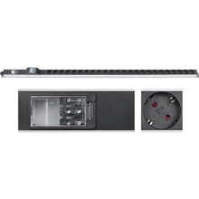 Cabeus PDU-32-24S-B-T Блок розеток для 19" шкафов, вертикальный, 24 розетки Schuko, 32А, автомат защиты, алюминиевый корпус, клеммная колодка