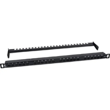 Cabeus PLHD-24-Cat.6a-Dual-180-0,5U Патч-панель высокой плотности 19" (0,5U), 24 порта RJ-45, категория 6a, Dual IDC,180 градусов, с задним кабельным организатором