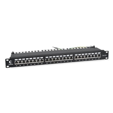 Cabeus PL-24-Cat.6a-SH-Dual IDC Патч-панель 19" (1U), 24 порта RJ-45, категория 6a, полностью экранированная, с задним кабельным организатором