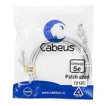 Cabeus PC-UTP-RJ45-Cat.5e-1.5m Патч-корд U/UTP, категория 5е, 2xRJ45/8p8c, неэкранированный, серый, PVC, 1.5м Cabeus PC-UTP-RJ45-Cat.5e-1.5m Патч-корд U/UTP, категория 5е, 2xRJ45/8p8c, неэкранированный, серый, PVC, 1.5м