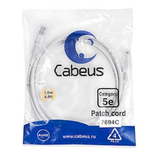 Cabeus PC-UTP-RJ45-Cat.5e-1.5m-WH Патч-корд U/UTP, категория 5е, 2xRJ45/8p8c, неэкранированный, белый, PVC, 1.5м Cabeus PC-UTP-RJ45-Cat.5e-1.5m-WH Патч-корд U/UTP, категория 5е, 2xRJ45/8p8c, неэкранированный, белый, PVC, 1.5м