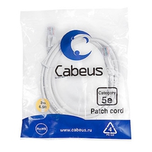 Cabeus PC-UTP-RJ45-Cat.5e-2m-WH Патч-корд U/UTP, категория 5е, 2xRJ45/8p8c, неэкранированный, белый, PVC, 2м Cabeus PC-UTP-RJ45-Cat.5e-2m-WH Патч-корд U/UTP, категория 5е, 2xRJ45/8p8c, неэкранированный, белый, PVC, 2м