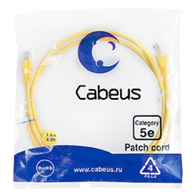 Cabeus PC-UTP-RJ45-Cat.5e-1.5m-YL Патч-корд U/UTP, категория 5е, 2xRJ45/8p8c, неэкранированный, желтый, PVC, 1.5м
