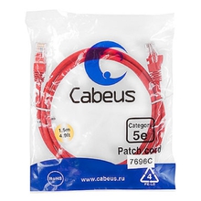 Cabeus PC-UTP-RJ45-Cat.5e-1.5m-RD Патч-корд U/UTP, категория 5е, 2xRJ45/8p8c, неэкранированный, красный, PVC, 1.5м Cabeus PC-UTP-RJ45-Cat.5e-1.5m-RD Патч-корд U/UTP, категория 5е, 2xRJ45/8p8c, неэкранированный, красный, PVC, 1.5м