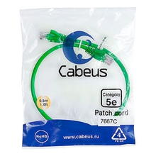 Cabeus PC-UTP-RJ45-Cat.5e-0.5m-GN Патч-корд U/UTP, категория 5е, 2xRJ45/8p8c, неэкранированный, зеленый, PVC, 0.5м Cabeus PC-UTP-RJ45-Cat.5e-0.5m-GN Патч-корд U/UTP, категория 5е, 2xRJ45/8p8c, неэкранированный, зеленый, PVC, 0.5м