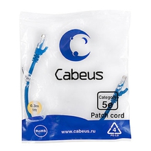 Cabeus PC-UTP-RJ45-Cat.5e-0.3m-BL Патч-корд U/UTP, категория 5е, 2xRJ45/8p8c, неэкранированный, синий, PVC, 0.3м Cabeus PC-UTP-RJ45-Cat.5e-0.3m-BL Патч-корд U/UTP, категория 5е, 2xRJ45/8p8c, неэкранированный, синий, PVC, 0.3м