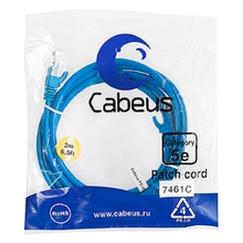 Cabeus PC-UTP-RJ45-Cat.5e-2m-BL-LSZH Патч-корд U/UTP, категория 5е, 2xRJ45/8p8c, неэкранированный, синий, LSZH, 2м Cabeus PC-UTP-RJ45-Cat.5e-2m-BL-LSZH Патч-корд U/UTP, категория 5е, 2xRJ45/8p8c, неэкранированный, синий, LSZH, 2м