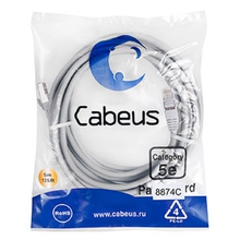 Cabeus PC-FTP-RJ45-Cat.5e-5m-LSZH Патч-корд F/UTP, категория 5е, 2xRJ45/8p8c, экранированный, серый, LSZH, 5м Cabeus PC-FTP-RJ45-Cat.5e-5m-LSZH Патч-корд F/UTP, категория 5е, 2xRJ45/8p8c, экранированный, серый, LSZH, 5м