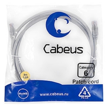 Cabeus PC-UTP-RJ45-Cat.6-2m Патч-корд U/UTP, категория 6, 2xRJ45/8p8c, неэкранированный, серый, PVC, 2м Cabeus PC-UTP-RJ45-Cat.6-2m Патч-корд U/UTP, категория 6, 2xRJ45/8p8c, неэкранированный, серый, PVC, 2м