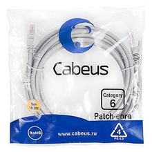 Cabeus PC-UTP-RJ45-Cat.6-5m Патч-корд U/UTP, категория 6, 2xRJ45/8p8c, неэкранированный, серый, PVC, 5м Cabeus PC-UTP-RJ45-Cat.6-5m Патч-корд U/UTP, категория 6, 2xRJ45/8p8c, неэкранированный, серый, PVC, 5м