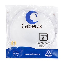 Cabeus PC-UTP-RJ45-Cat.6-1m-WH Патч-корд U/UTP, категория 6, 2xRJ45/8p8c, неэкранированный, белый, PVC, 1м Cabeus PC-UTP-RJ45-Cat.6-1m-WH Патч-корд U/UTP, категория 6, 2xRJ45/8p8c, неэкранированный, белый, PVC, 1м