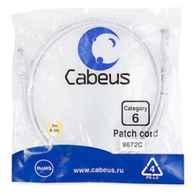 Cabeus PC-UTP-RJ45-Cat.6-2m-WH Патч-корд U/UTP, категория 6, 2xRJ45/8p8c, неэкранированный, белый, PVC, 2м Cabeus PC-UTP-RJ45-Cat.6-2m-WH Патч-корд U/UTP, категория 6, 2xRJ45/8p8c, неэкранированный, белый, PVC, 2м