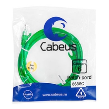 Cabeus PC-UTP-RJ45-Cat.6-2m-GN Патч-корд U/UTP, категория 6, 2xRJ45/8p8c, неэкранированный, зеленый, PVC, 2м Cabeus PC-UTP-RJ45-Cat.6-2m-GN Патч-корд U/UTP, категория 6, 2xRJ45/8p8c, неэкранированный, зеленый, PVC, 2м