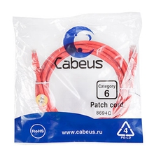 Cabeus PC-UTP-RJ45-Cat.6-3m-RD Патч-корд U/UTP, категория 6, 2xRJ45/8p8c, неэкранированный, красный, PVC, 3м Cabeus PC-UTP-RJ45-Cat.6-3m-RD Патч-корд U/UTP, категория 6, 2xRJ45/8p8c, неэкранированный, красный, PVC, 3м