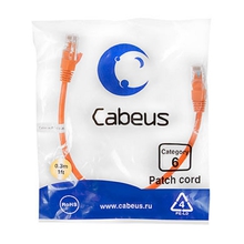 Cabeus PC-UTP-RJ45-Cat.6-0.3m-OR Патч-корд U/UTP, категория 6, 2xRJ45/8p8c, неэкранированный, оранжевый, PVC, 0.3м Cabeus PC-UTP-RJ45-Cat.6-0.3m-OR Патч-корд U/UTP, категория 6, 2xRJ45/8p8c, неэкранированный, оранжевый, PVC, 0.3м