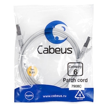 Cabeus PC-FTP-RJ45-Cat.6-1m-LSZH Патч-корд F/UTP, категория 6, 2xRJ45/8p8c, экранированный, серый, LSZH, 1м Cabeus PC-FTP-RJ45-Cat.6-1m-LSZH Патч-корд F/UTP, категория 6, 2xRJ45/8p8c, экранированный, серый, LSZH, 1м