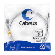 Cabeus PC-FTP-RJ45-Cat.6-2m-LSZH Патч-корд F/UTP, категория 6, 2xRJ45/8p8c, экранированный, серый, LSZH, 2м