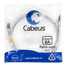 Cabeus PC-SSTP-RJ45-Cat.6a-2m-LSZH Патч-корд S/FTP, категория 6а (10G), 2xRJ45/8p8c, экранированный, серый, LSZH, 2м Cabeus PC-SSTP-RJ45-Cat.6a-2m-LSZH Патч-корд S/FTP, категория 6а (10G), 2xRJ45/8p8c, экранированный, серый, LSZH, 2м