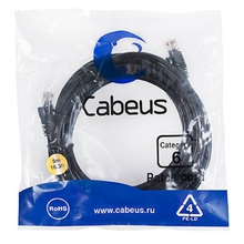 Cabeus PC-UTP-RJ45-Cat.6-5m-BK Патч-корд U/UTP, категория 6, 2xRJ45/8p8c, неэкранированный, черный, PVC, 5м Cabeus PC-UTP-RJ45-Cat.6-5m-BK Патч-корд U/UTP, категория 6, 2xRJ45/8p8c, неэкранированный, черный, PVC, 5м