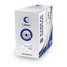 Cabeus UTP-4P-Cat.5e-SOLID-GY Кабель витая пара UTP (U/UTP), категория 5e, 4 пары (24 AWG), одножильный, серый (305 м), системная гарантия 25 лет.