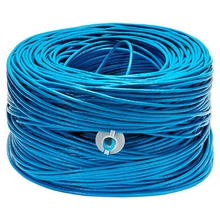 Cabeus UTP-4P-Cat.5e-SOLID-BL Кабель витая пара UTP (U/UTP), категория 5e, 4 пары (24 AWG), одножильный, синий (305 м), системная гарантия 25 лет.