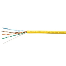 Cabeus UTP-4P-Cat.5e-SOLID-YL Кабель витая пара UTP (U/UTP), категория 5e, 4 пары (24 AWG), одножильный, желтый (305 м), системная гарантия 25 лет.