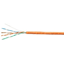 Cabeus UTP-4P-Cat.5e-SOLID-OR Кабель витая пара UTP (U/UTP), категория 5e, 4 пары (24 AWG), одножильный, оранжевый (305 м), системная гарантия 25 лет.