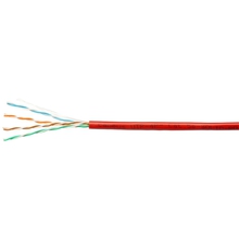 Cabeus UTP-4P-Cat.5e-SOLID-RD Кабель витая пара UTP (U/UTP), категория 5e, 4 пары (24 AWG), одножильный, красный (305 м), системная гарантия 25 лет.