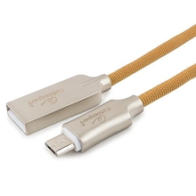 Cablexpert Кабель USB 2.0 CC-P-mUSB02Gd-1.8M AM/microB, серия Platinum, длина 1.8м, золотой, блистер Cablexpert Кабель USB 2.0 CC-P-mUSB02Gd-1.8M AM/microB, серия Platinum, длина 1.8м, золотой, блистер