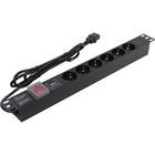 Exegate EX280834RUS Блок розеток ExeGate ServerPro PDU-19H609 Al-6S-C14-2, 19",1U,алюм, 6Schuko, кабель с C14 2м, SPD1