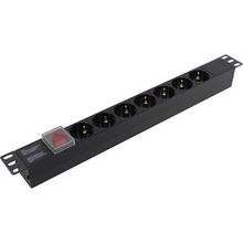 Exegate EX280838RUS Блок розеток ExeGate ServerPro PDU-19H703 Al-7S-C20-SW, 19",1U,алюм, 7 Schuko, С20