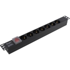 Exegate EX280838RUS Блок розеток ExeGate ServerPro PDU-19H703 Al-7S-C20-SW, 19",1U,алюм, 7 Schuko, С20