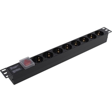 Exegate EX280840RUS Блок розеток ExeGate ServerPro PDU-19H801 Al-8S-C14-SW, 19", 1U, Алюм., 8Schuko, С14