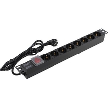 Exegate EX280841RUS Блок розеток ExeGate ServerPro PDU-19H802 Al-8S-EU1.8-SW, 19",1U,алюм, 8Schuko, евровилка, 1.8м