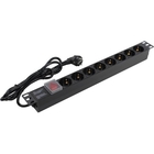 Exegate EX280841RUS Блок розеток ExeGate ServerPro PDU-19H802 Al-8S-EU1.8-SW, 19",1U,алюм, 8Schuko, евровилка, 1.8м