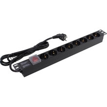 Exegate EX280842RUS Блок розеток ExeGate ServerPro PDU-19H803 Al-8S-EU2-SW, 19",1U,алюм, 8Schuko, евровилка, 2м