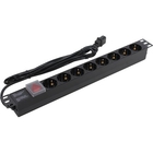 Exegate EX280845RUS Блок розеток ExeGate ServerPro PDU-19H806 Al-8S-C14-3-SW, 19", 1U, алюм, 8Schuko, кабель с C14 3м