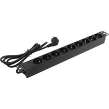 Exegate EX280848RUS Блок розеток ExeGate ServerPro PDU-19H902 Al-9S-EU1.8, 19",1U,алюм, 9Schuko, евровилка, 1.8м