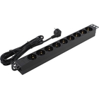 Exegate EX280851RUS Блок розеток ExeGate ServerPro PDU-19H905 Al-9S-EU3, 19",1U,алюм, 9Schuko, евровилка, 3м