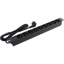 Exegate EX280850RUS Блок розеток ExeGate ServerPro PDU-19H904 Al-9S-EU2.5, 19",1U,алюм, 9Schuko, евровилка, 2.5м