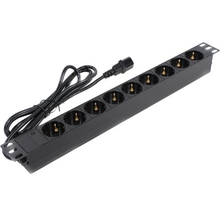 Exegate EX280852RUS Блок розеток ExeGate ServerPro PDU-19H906 Al-9S-C14-2.5, 19",1U,алюм, 9Schuko, кабель с C14 2.5м