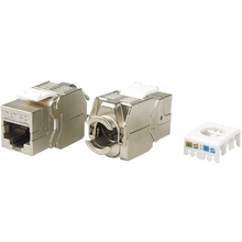 Hyperline KJ8-8P8C-C5e-180-TLS-SH-F-WH Вставка Keystone Jack RJ-45(8P8C), категория 5e, экранированная, тип 180 градусов, Toolless, белая