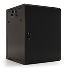 Hyperline TWB-0945-SR-RAL9004 шкаф настенный 19-дюймовый (19"), 9U, 500x600x450 мм, металлическая передняя дверь с замком, две боковые панели, цвет черный (RAL 9004) (разобранный)
